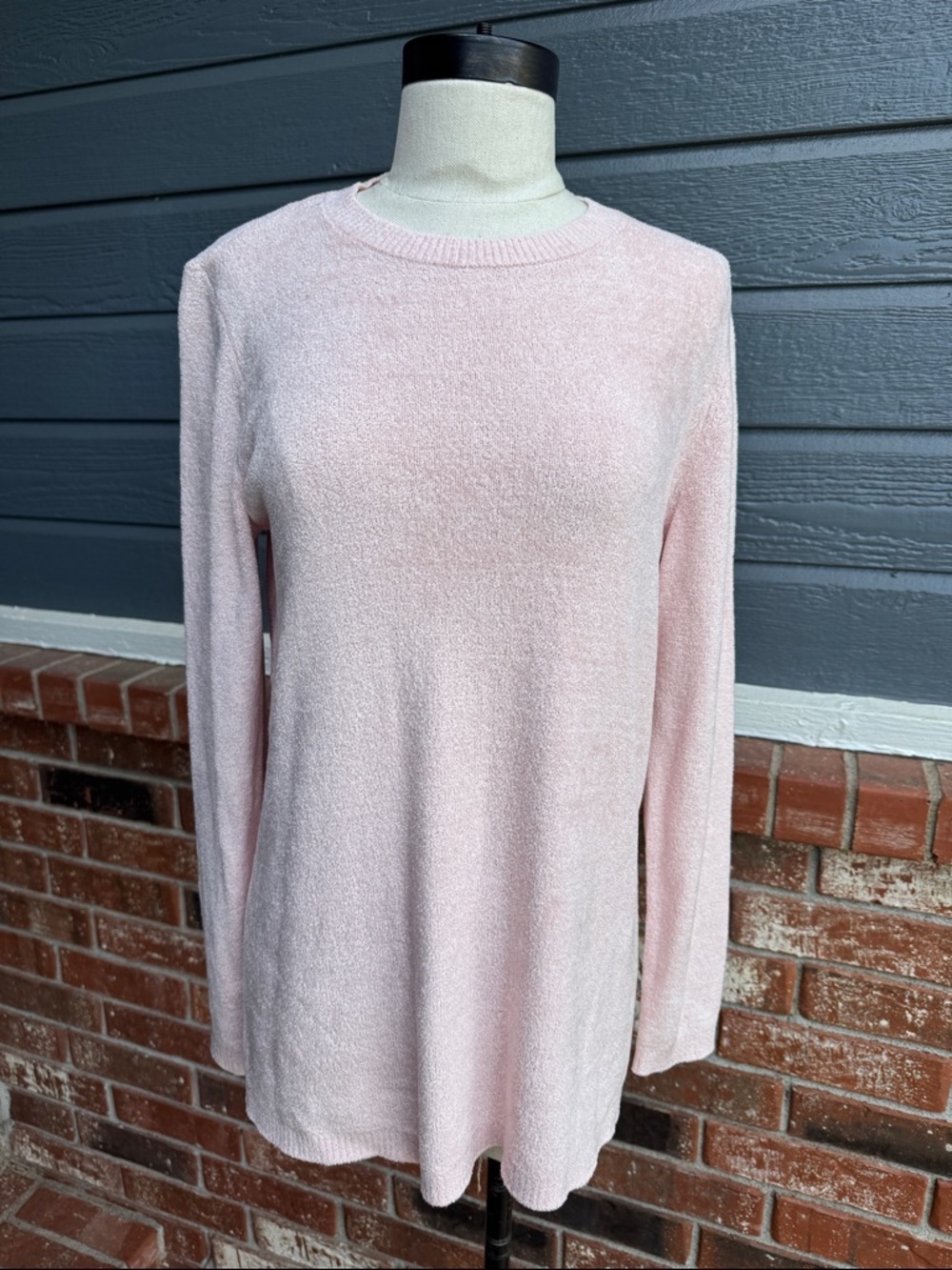 J. Jill Pink Eyelash Knit Sweater Soft Boucle Crewneck Tunic NWT Size S Petite